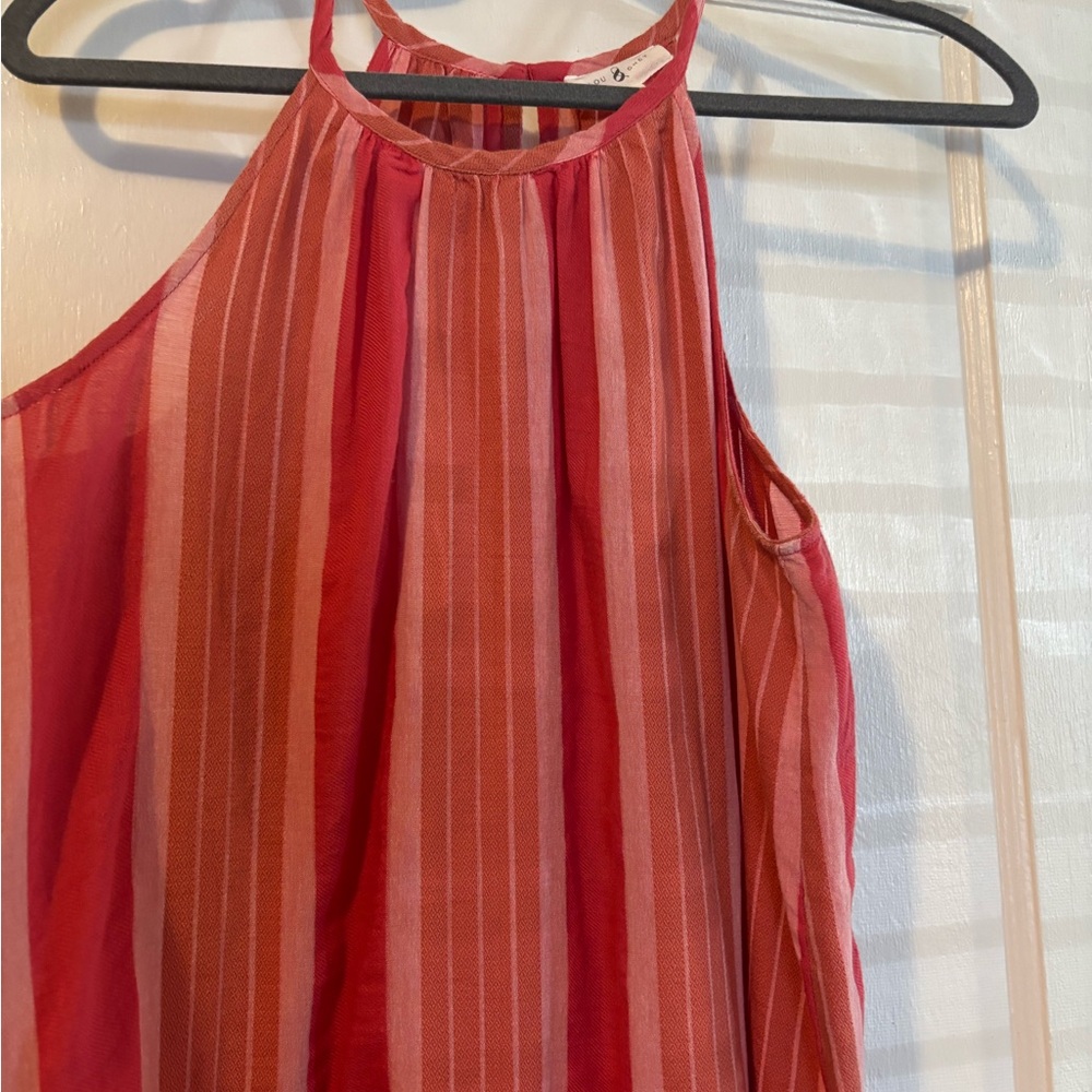 LOFT / Lou & Grey Pink Summer Striped Sunline Dress Sz S